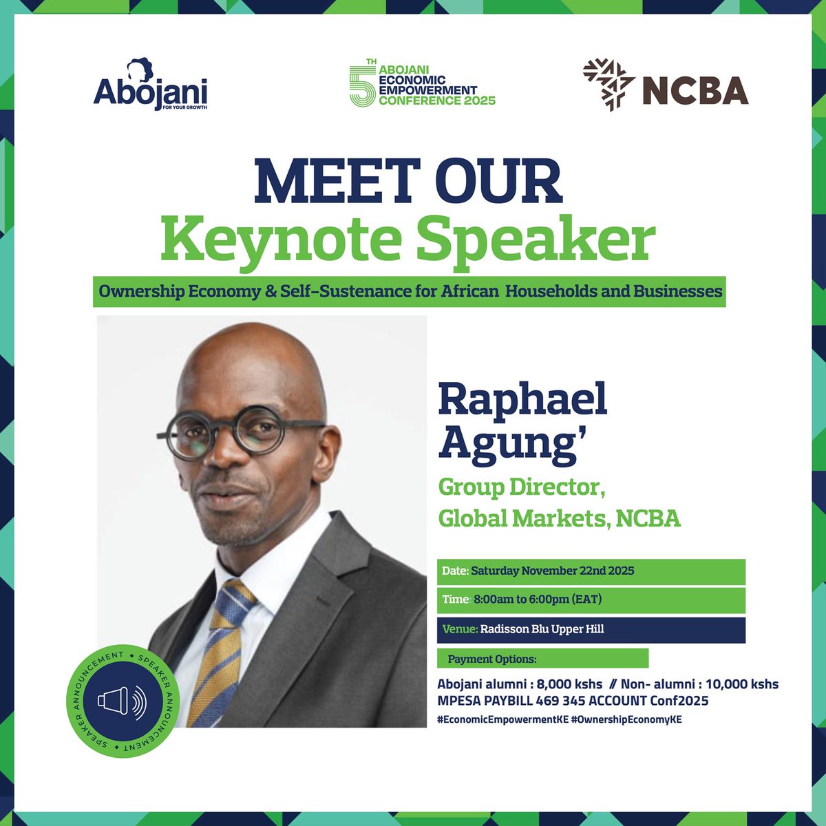 Tomorrow, Saturday 22nd November, all roads lead to Radisson Blu, Upperhill (8:00 AM – 6:00 PM) as The Abojani Economic Empowerment Conference returns for its 5th edition — bigger, sharper, and packed with the most influential voices in finance, investment, real estate, banking,