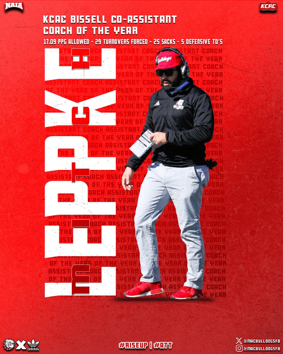 The man in charge of the Bulldog Defense. 

Congrats to our Defensive Coordinator, Coach Mitch Leppke, on being named the Co <a href="/kcacsports/">Kansas Collegiate Athletic Conference</a> Bissell Division Assistant Coach of the Year!

#RiseUp | #ATT
