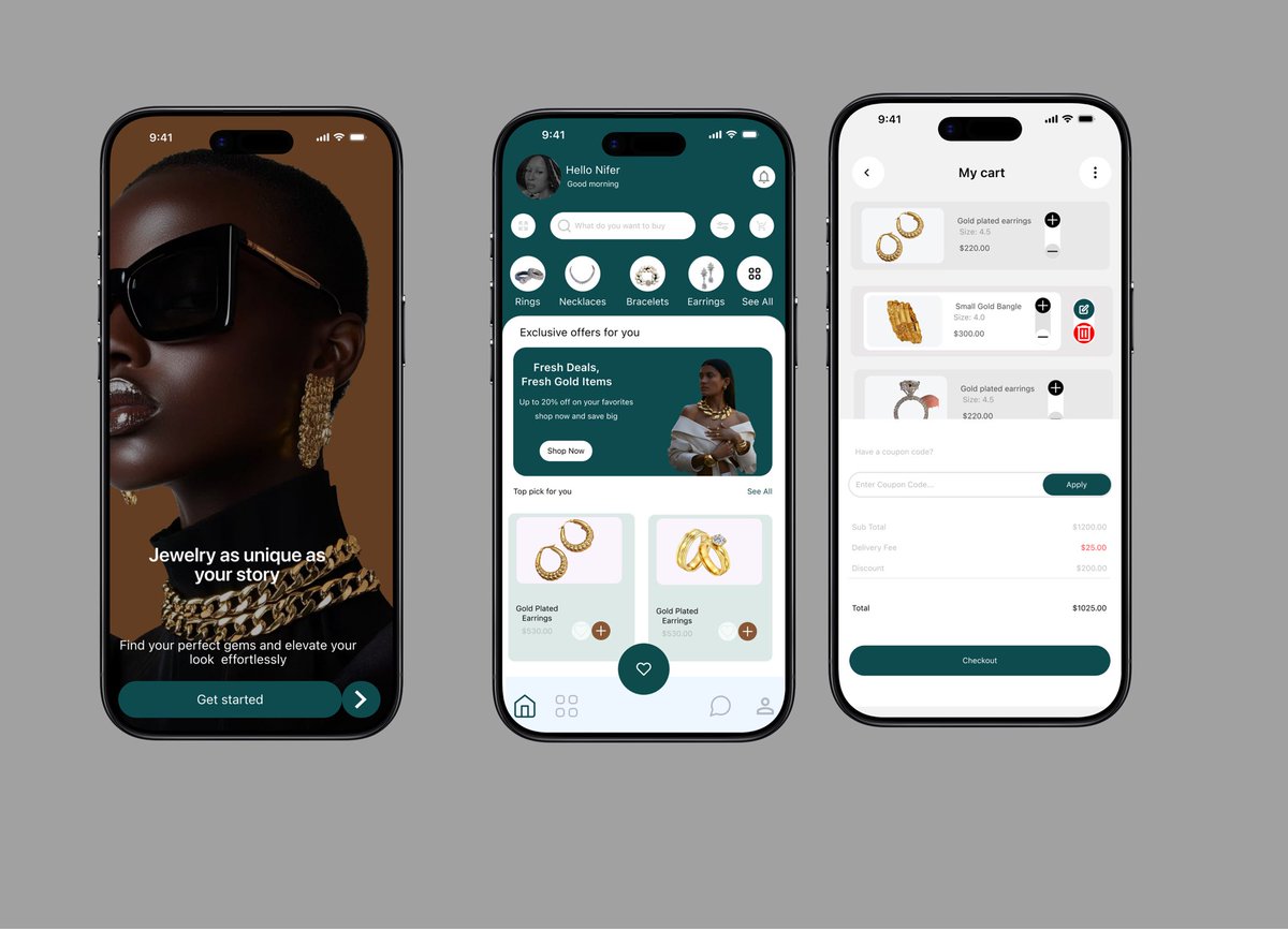 DAMILOLA4488's tweet image. Just designed a luxury jewelry e-commerce app focused on clean navigation, elegant visuals, and a seamless shopping experience.
Still improving my UI/UX skills daily — feedback is welcome UIUXDesign
#UIDesign
#UIUXDesign