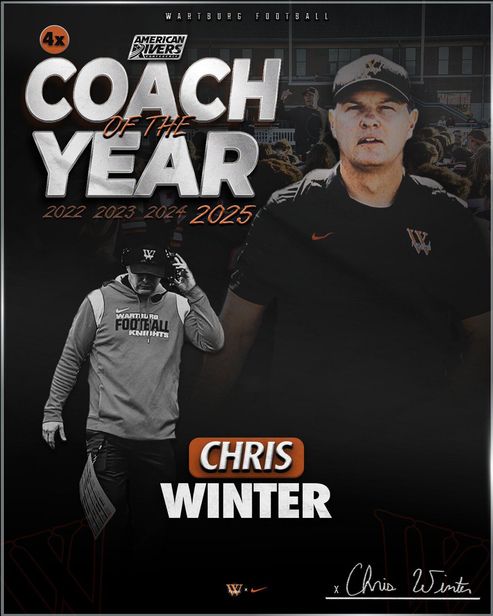 𝐍𝐨 𝐃𝐞𝐛𝐚𝐭𝐞 -&gt; 𝐅𝐨𝐮𝐫 𝐘𝐞𝐚𝐫𝐬 𝐒𝐭𝐫𝐚𝐢𝐠𝐡𝐭.⚔️

For the 𝐅𝐎𝐔𝐑𝐓𝐇-consecutive season, head coach Chris Winter has been named 𝐀-𝐑-𝐂 𝐂𝐎𝐀𝐂𝐇 𝐎𝐅 𝐓𝐇𝐄 𝐘𝐄𝐀𝐑.🏆

#GoKnights x <a href="/AmerRiversConf/">American Rivers Conference (A-R-C)</a>