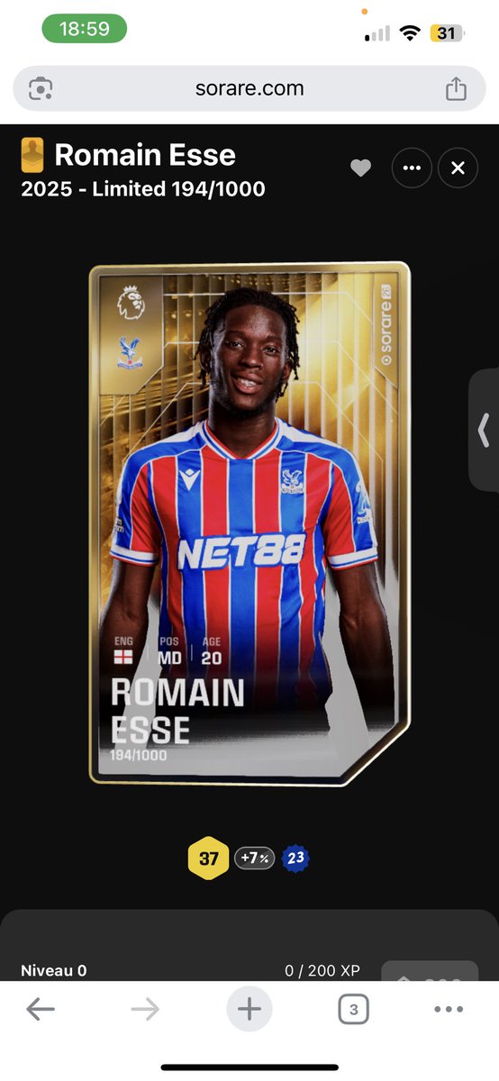 NFTFOOT14's tweet image. Ça vous dit de remporter le joueur de Crystal palace ROMAIN ESSE ?
Simple et rapide like repost et follow @NFTFOOT14 @Sorare 
Le gagnant sera tiré au sort dans les likes avant MINUIT 🕛
🚨 Un joueur mystère (très cool) sera rajouté avec esse  🎁 🚨 
@nftfoot14
@Sorare