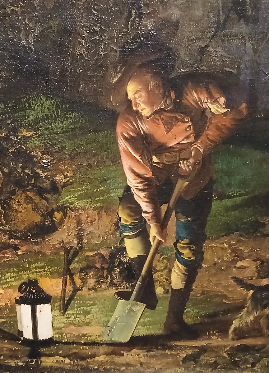 BlogExhibitions's tweet image. Some great paintings in the Joseph Wright of Derby show @NationalGallery, but you don&apos;t get a lot for your money. Read what we thought: art-exhibitions.blogspot.com/2025/11/a-meag…. Here&apos;s a detail from An Earthstopper on the Banks of the Derwent, 1773, @derbymuseums.