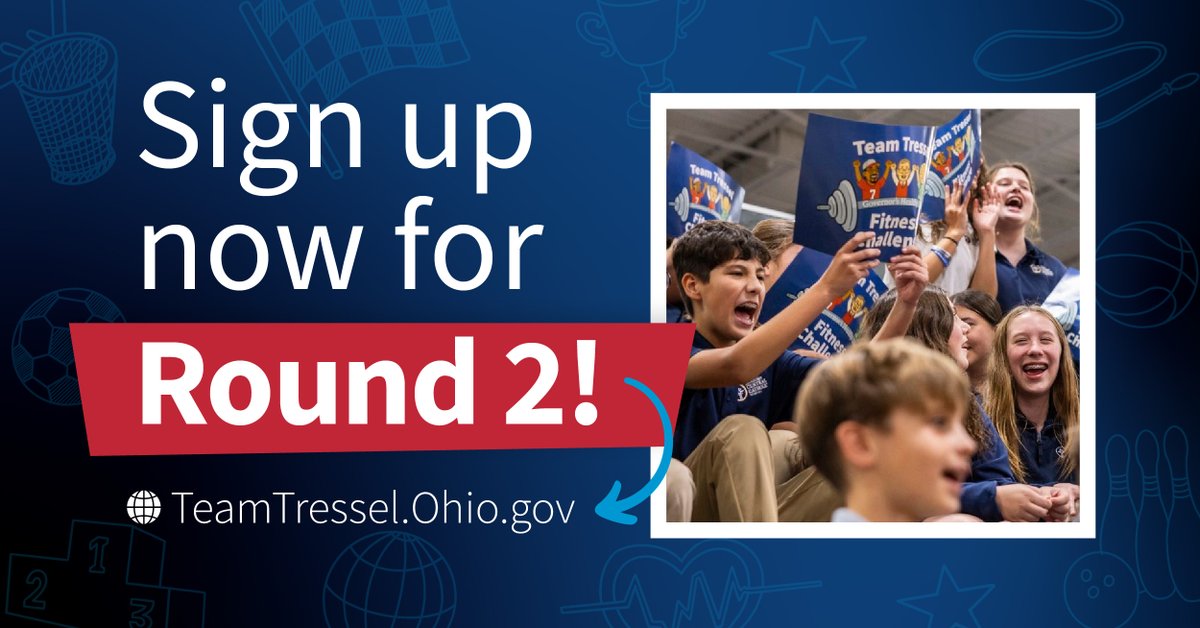 We're cheering for Ohio students as they take ownership of their health by setting goals, tracking progress, and forming daily habits around fitness, nutrition, and sleep.

There's still time for schools to sign up for the <a href="/TeamTresselFC/">Team Tressel Fitness Challenge</a>. 
⇨ TeamTressel.ohio.gov