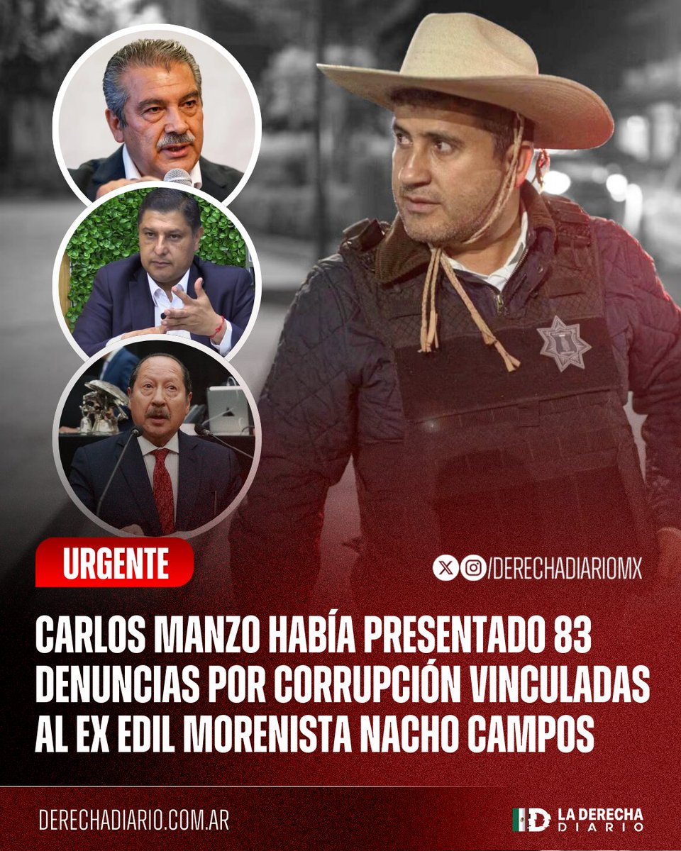 DerechaDiarioMX's tweet image. 🚨🇲🇽 | #URGENTE Carlos Manzo había presentado 83 denuncias por corrupción dejada por la administración del ex edil morenista Nacho Campos, ligado al senador Raúl Morón y al exgobernador Leonel Godoy: Las denuncias ya avanzaron a la Secretaría Anticorrupción de Michoacán.