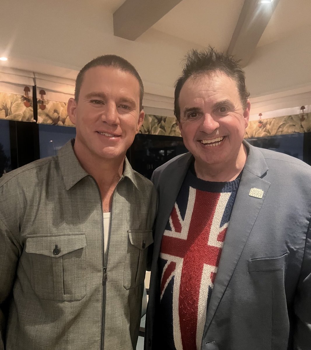Magic Mike meets Magic Monetti…great chatting with ⁦<a href="/channingtatum/">Channing Tatum</a>⁩ and letting him know how much I enjoyed his latest film, ⁦<a href="/RoofmanMovie/">Roofman</a>⁩