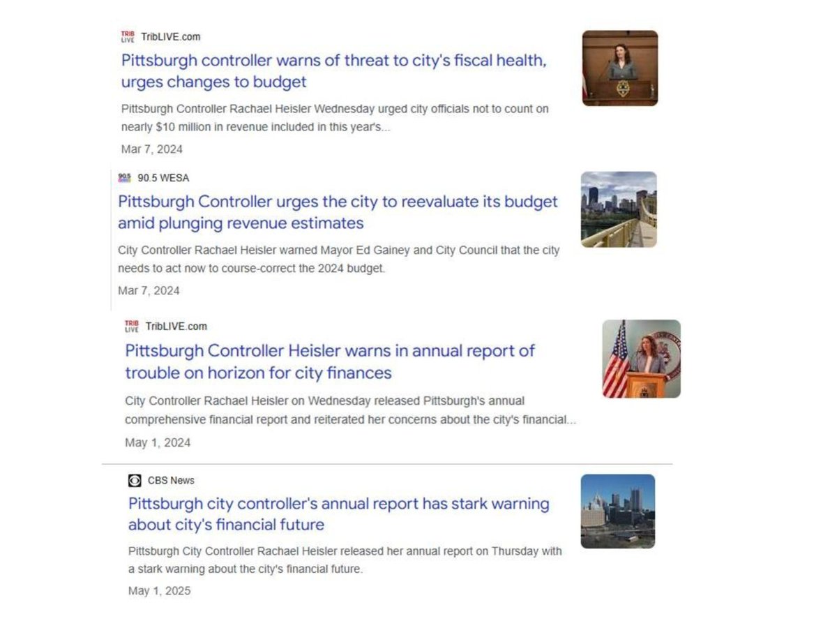PGHController's tweet image. A week after budget hearings started in City Council, we&apos;re no closer to any progress addressing the serious fiscal problem we face in 2026. 

For 18 months, we&apos;ve been warning the Mayor, Council and the public that this was coming – and here we are.