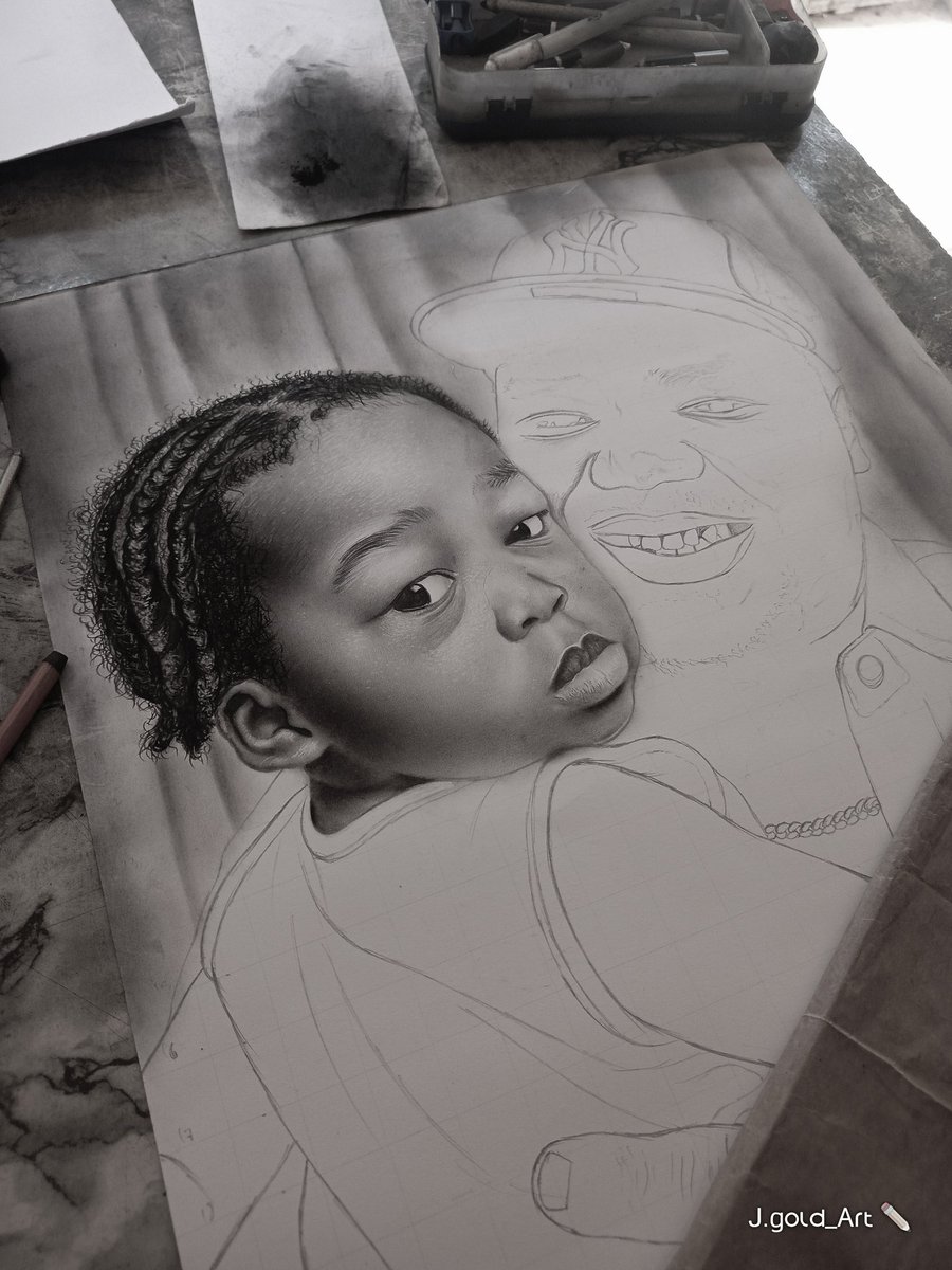 So I bookmarked this picture of <a href="/DayGenius__/">DAYGENIUS☀️</a> and son before the account was suspended and the day I decided to work on it he commissioned me to make an artwork for him. Funny how he has not even seen this yet 😁...
Well I've got work to do ✌🏼