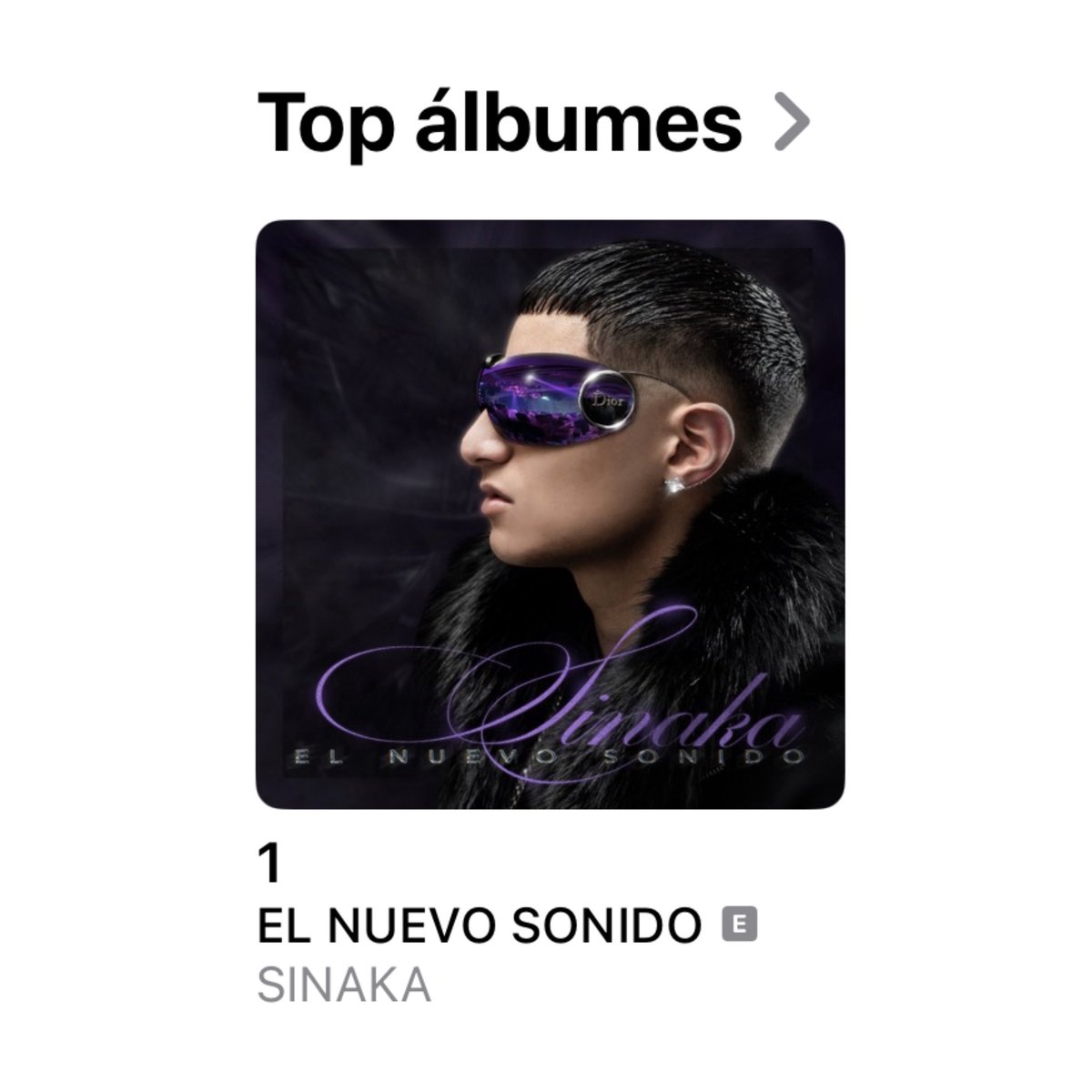 “EL NUEVO SONIDO” de SINAKA alcanza el #1 de Apple Music Chile 🇨🇱