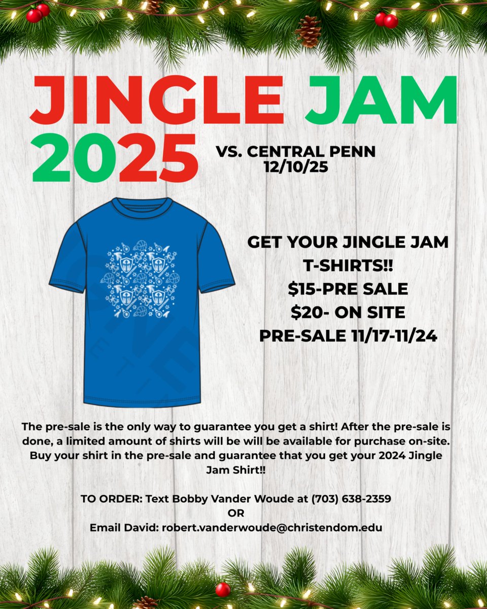 The 5th Annual Jingle Jam Game is just around the corner! Order your shirts while you can. Sale ends November 24!

#TOUGH | #GoCrusaders | #JingleJam