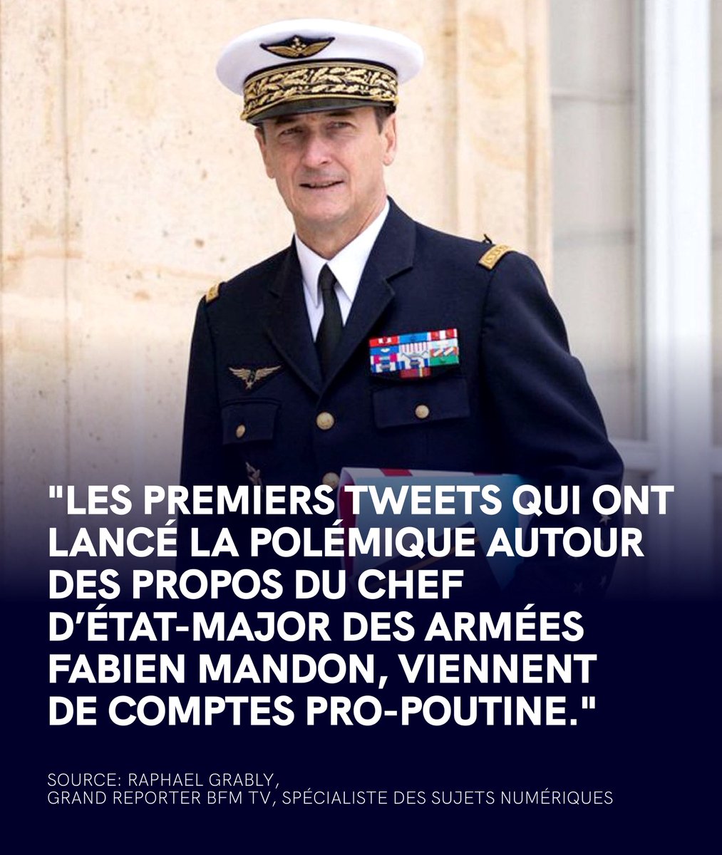 AvecLecornu's tweet image. 🚨 Info à relayer : aux origines de la polémique autour des propos du chef d’état-major des armées, Fabien Mandon : des comptes pro-Poutine ‼️