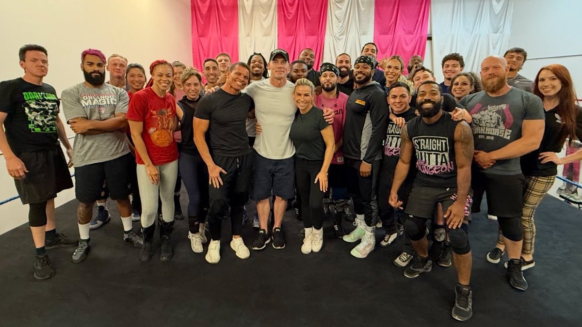 Natalya tells the story of John Cena's recent visit to The Dungeon 🩷🖤

"John sends me a text, and he's like, 'Hey Nattie, what time are you guys training this week?' I said, 'John, if you wanna get some reps or get in the ring, if you want privacy, I'll just give you a key and