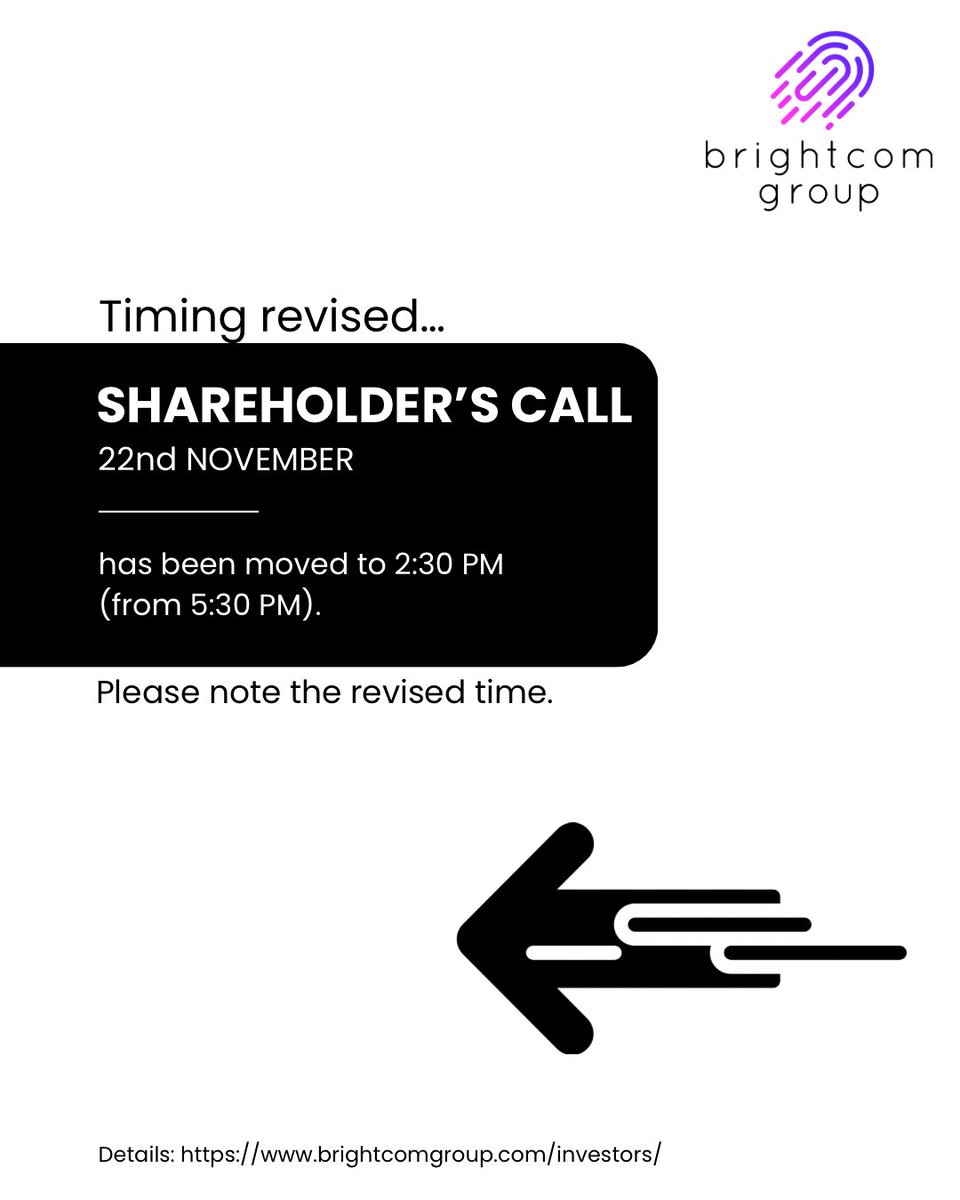 Please join us at 2.30 pm. #brightcomgroup  #brightcom #bcg #brightcominvestors #investors #shareholders #ShareholderCall