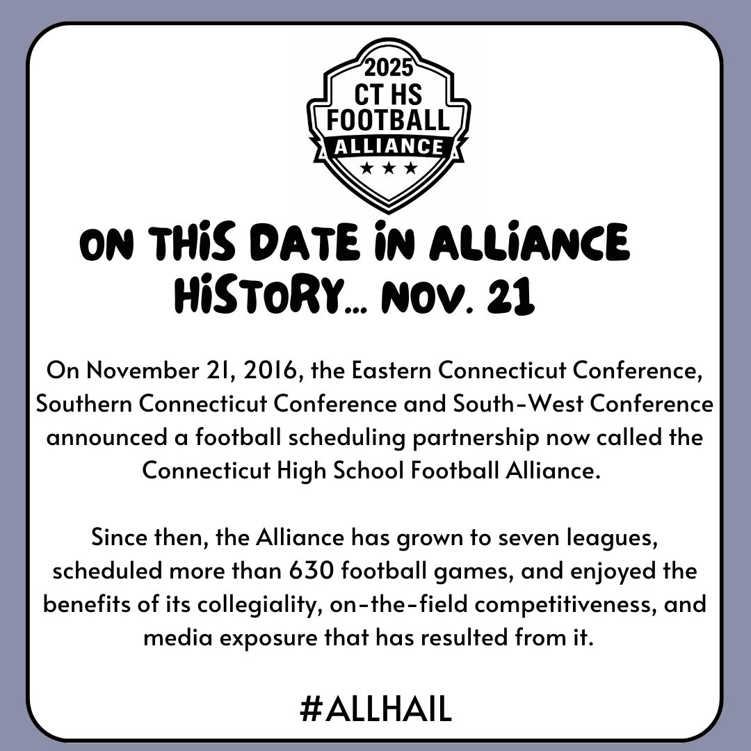 The SCC is honored to be one of the "OG's" of the Alliance! -#cthsfb #ALLHAIL 🏈