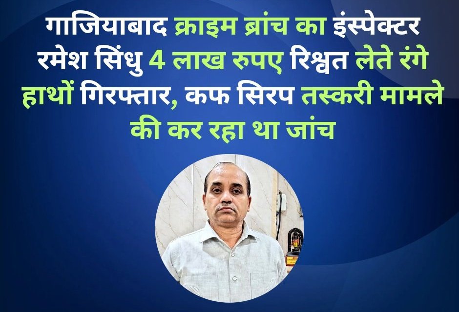 Avinash_gupta55's tweet image. गाजियाबाद क्राइम ब्रांच का इंस्पेक्टर रमेश सिंधु 4 लाख रुपए रिश्वत लेते रंगे हाथों गिरफ्तार, कफ सिरप तस्करी मामले की कर रहा था जांच.
#Ghaziabad #UttarPradesh #UPPolice #coughsyrup