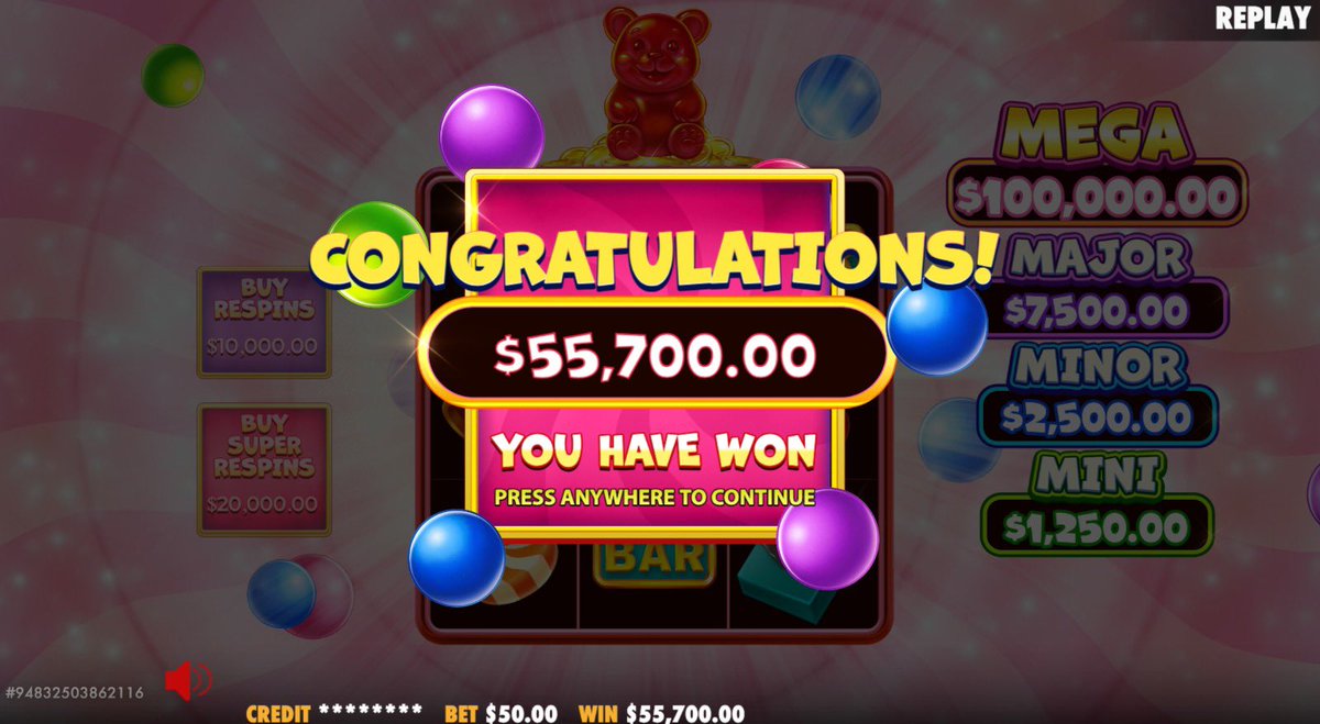 MetaWin's tweet image. MetaWinner ‘Oilhabibi’ just turned $50 into $55,700 playing Super Gummy Strike on metawin.com! 🍬

To celebrate his 1,114X we are GIVING AWAY $400 to one person who QRTs this tweet what they would do with $55k in winnings!