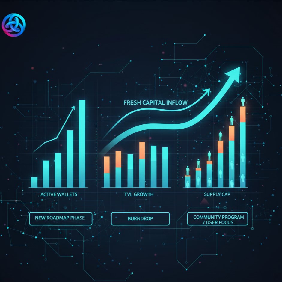 Mrcode100's tweet image. been checking @AstarNetwork  lately and seems like theyve had a few nice updates like active wallets are up...
tvl popped a bit too and they also shared phase 2 of the roadmap with that burndrop ok?? and a supply cap
plus they started a new community program
the team on fire