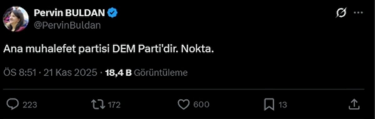 Kontrollü iktidar stepnesi pervin buldan CHP'ye yönelik bir tweet atıp sildi.