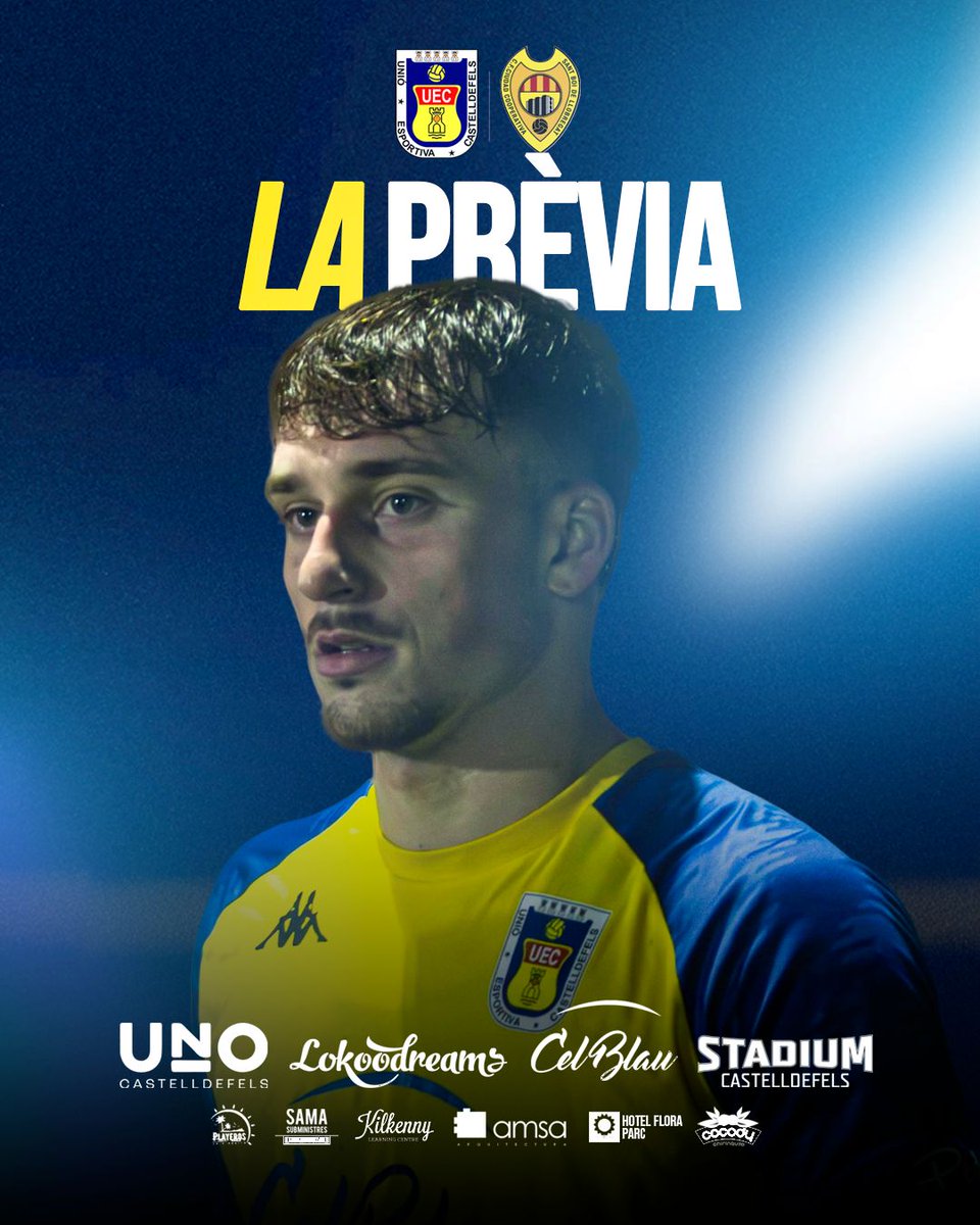 #PrimerEquipUEC | 🟡🔵

📅 Dissabte 22 de novembre
🕓 16:05h
🏟️ Els Canyars
⚽️ <a href="/uecastelldefels/">UE Castelldefels</a> - <a href="/cfc_cooperativa/">CFciudadcooperativa</a> 
▶️ j10 #LligaElit

🔗 LA PRÈVIA a tinyurl.com/37n7926m

#SomHiGrocs #SomHiGrogues #PlanterUEC