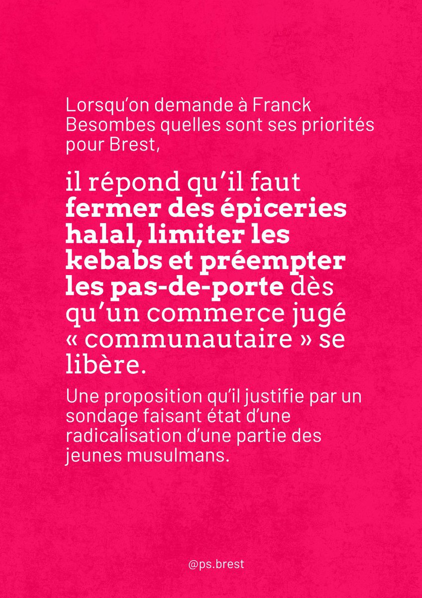 PSBrest's tweet image. 🚨S’attaquer aux kebabs et aux épiceries halal, ce n’est pas protéger Brest.
C’est diviser.
C’est fabriquer les tensions qu’on prétend combattre.
Du pur pompier pyromane🔥

À Brest, les vrais enjeux :
École. Logement. Mobilités. Cohésion sociale.
Du concret. Pas la stigmatisation
