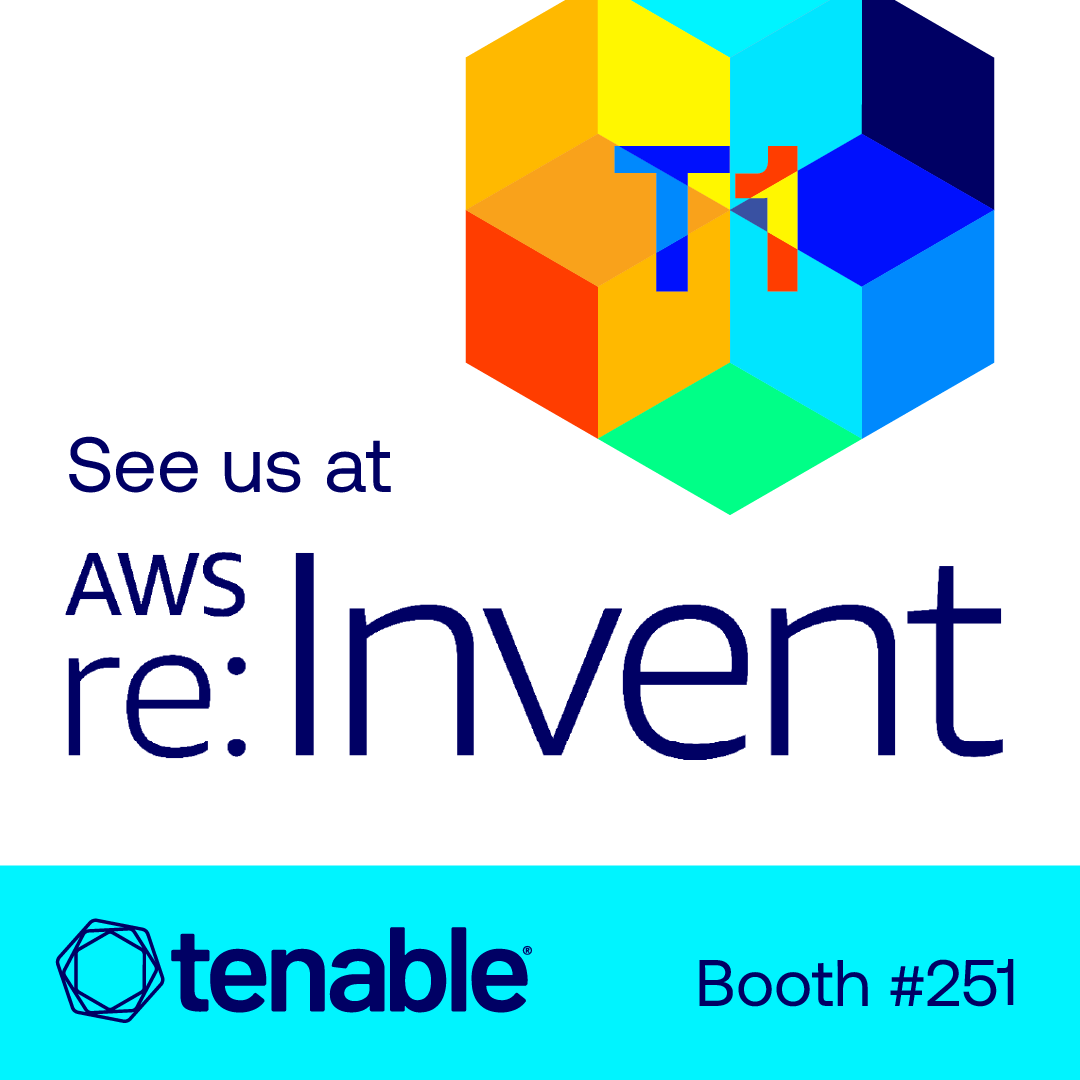 TenableSecurity's tweet image. Tenable is headed to #AWSreInvent 2025! ☁️

Visit us at Booth #251 to learn how we’re helping our customers proactively see all their cloud security risks.

Pick up some Tenable swag and speak directly with our team. @AWSEvents