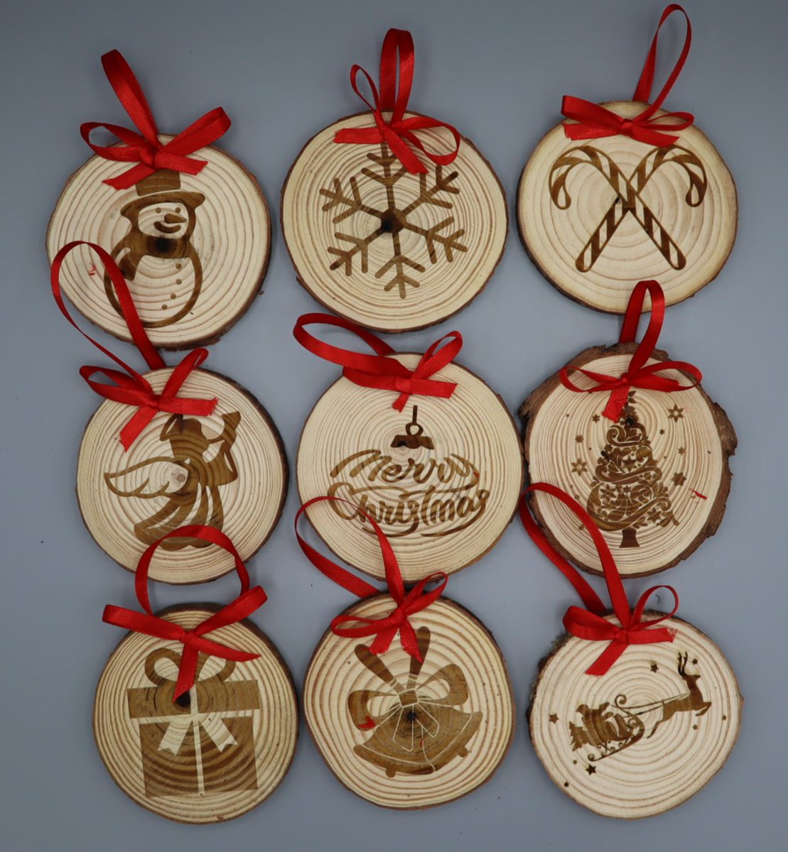 LaserShop123's tweet image. Real log slice Christmas tree hanging decorations set of 9 designs,
Looking to add a touch of rustic charm to your holiday decor? Our Real Log Slice Christmas Tree Hanging Decorations.
#laserengraving #LaserCutDesign #lasercutwood
laser-shop.co.uk