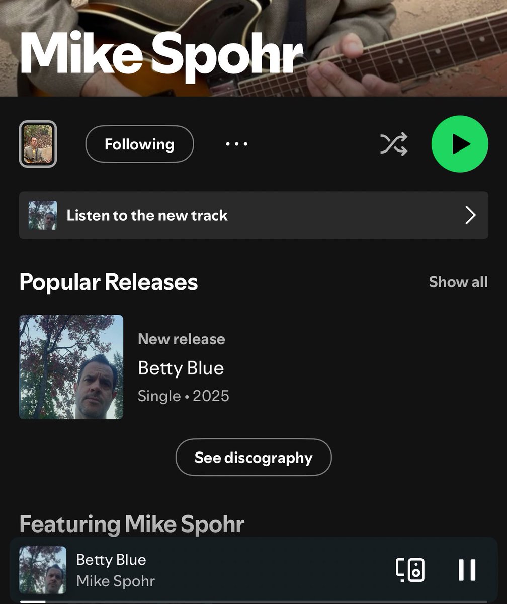 I haven’t posted on here in a minute but I have a fun announcement… my new single “Betty Blue” is out today! 

It’s the first look at my debut album “A Dreamer Still,” releasing on my 50th birthday, 12/9/25. 

Links: linktr.ee/MikeSpohrMusic…

Would mean a lot if you’d listen!