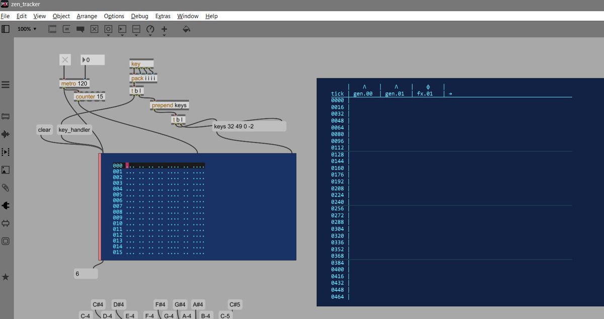 zeffii's tweet image. #maxmsp sequencer #tracker :)  oooh.. OOOoh!!