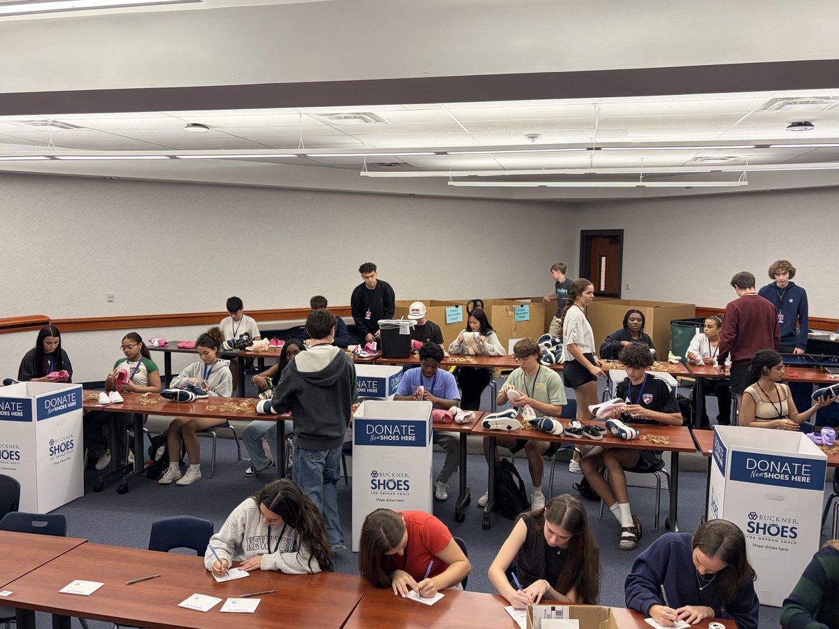 country_allen's tweet photo. Cross country helped lead Buckner Shoes for Orphans Souls service project for Eagle Give Day. We processed 863 new pairs of shoes that will be donated to someone in need of them. https://t.co/tAhZkNZm0H
