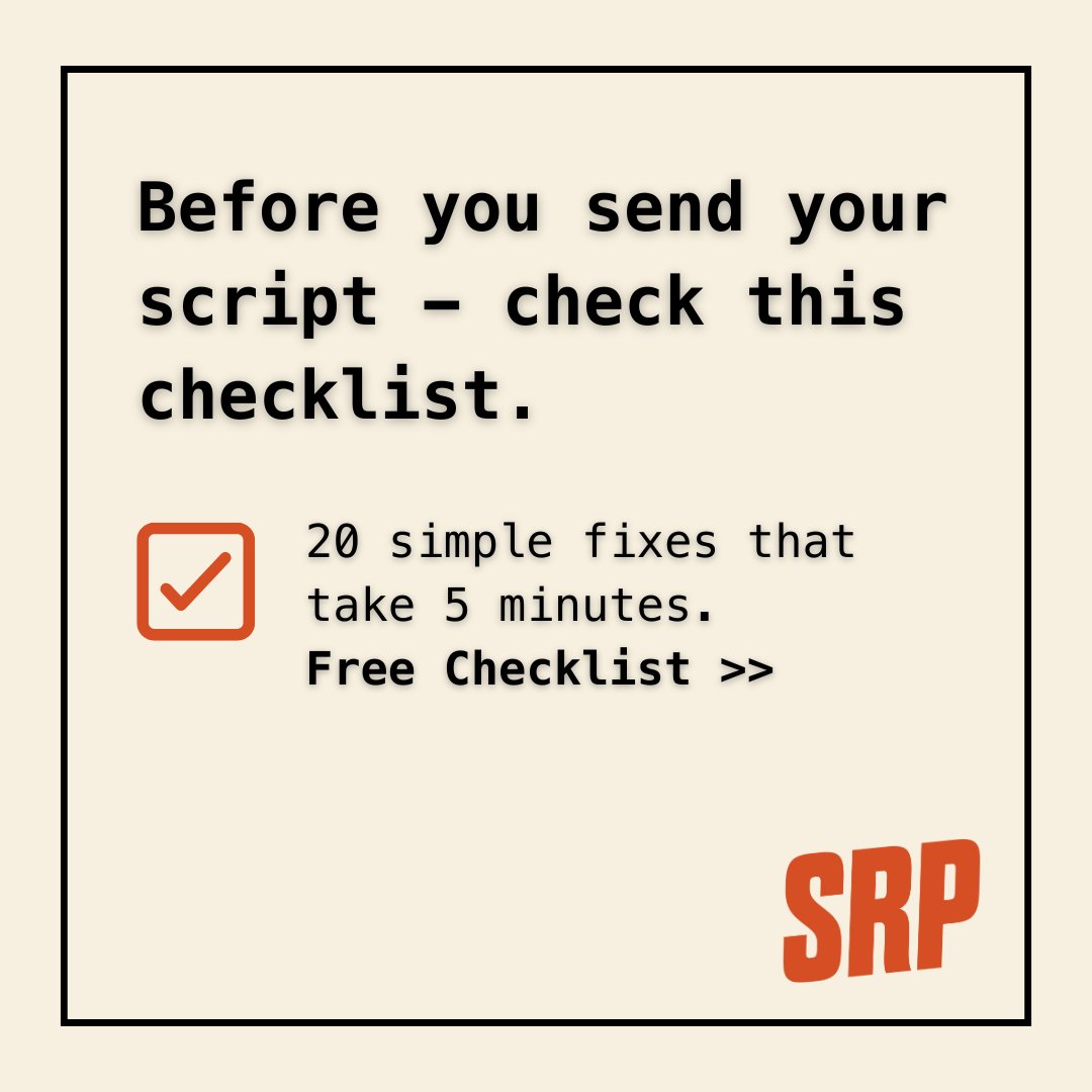 ScriptReaderPro's tweet image. Ready to submit? Wait 5 minutes. These 20 formatting fixes could mean the difference between pass and let’s talk.
 
✅ Grab the free checklist → scriptreaderpro.short.gy/ultimate-forma…
#screenwriting