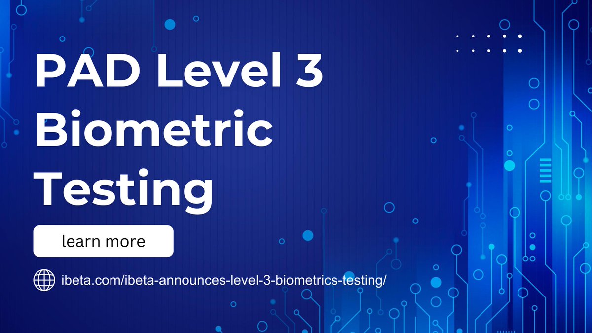 Independent certification ensures your biometric solution doesn’t just look good on paper, it meets ISO/IEC-30107-3 standards and regulatory requirements. 

Explore → ibeta.com/ibeta-announce… 

#Biometrics #Testing #QA #Compliance #IndependentTesting