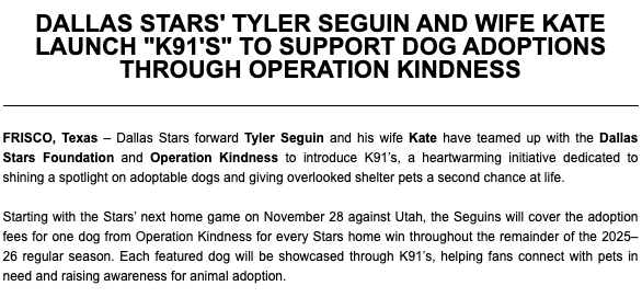 samnestler's tweet image. In much more positive news, Tyler and Kate Seguin launched a dog adoption support cause called K91’s.