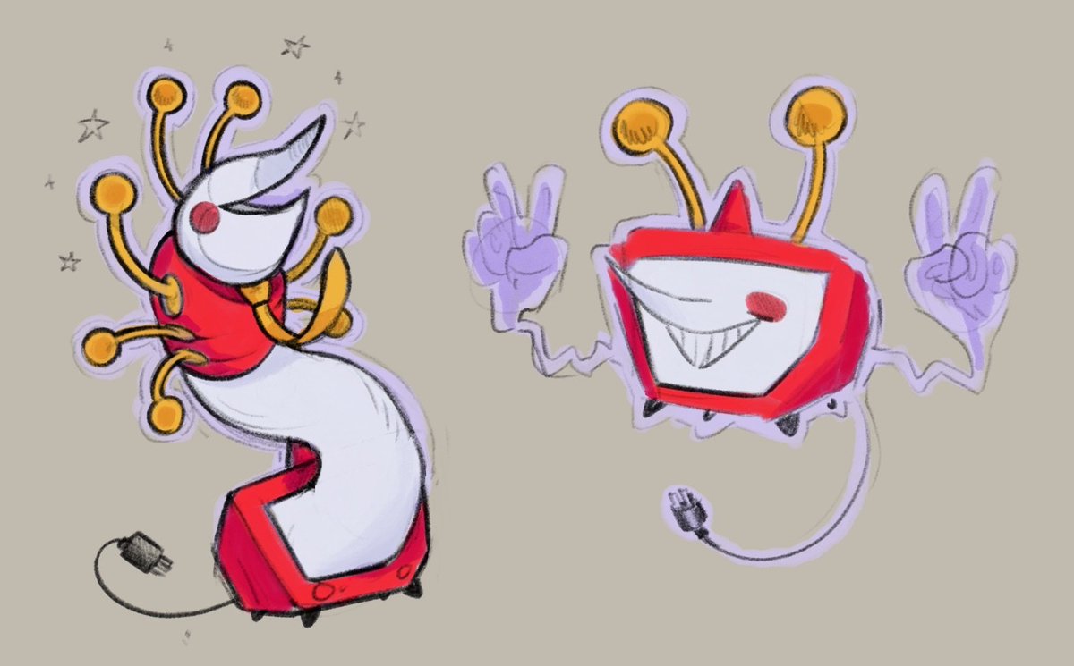 PollkaDotti's tweet image. tenna rotom/orthworm!!! I couldn&apos;t decide on the colors so have shiny variants you can decide which is which 8&amp;gt;[^)] #tennaDeltarune #Pokemon