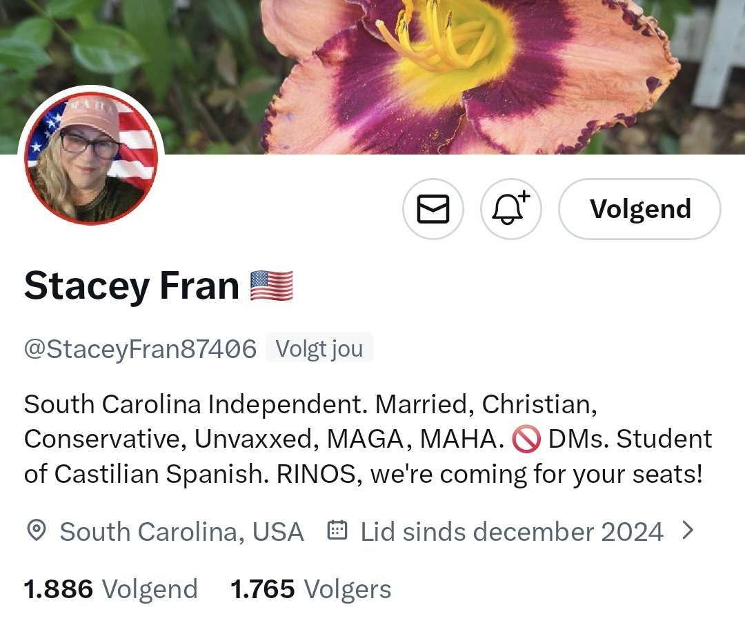 Dear X friends, 

Let's give a fellow patriot a hand 🫶

Follow <a href="/StaceyFran87406/">Stacey Fran 🇺🇸</a> from South Carolina! 

Can we lift her over 2K today?