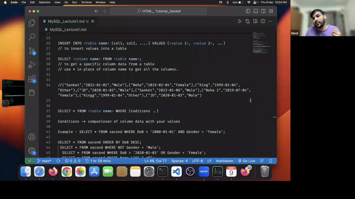 nigam75787's tweet image. Today I learned the basics of DBMS &amp;amp; RDBMS, different types of SQL, and key MySQL commands like SELECT, INSERT, CREATE, SHOW TABLE, and CREATE DATABASE. Practiced sorting tables, filtering with single and multiple conditions, and more. SQL feels much easier now #DBMS #SQL #MySQL