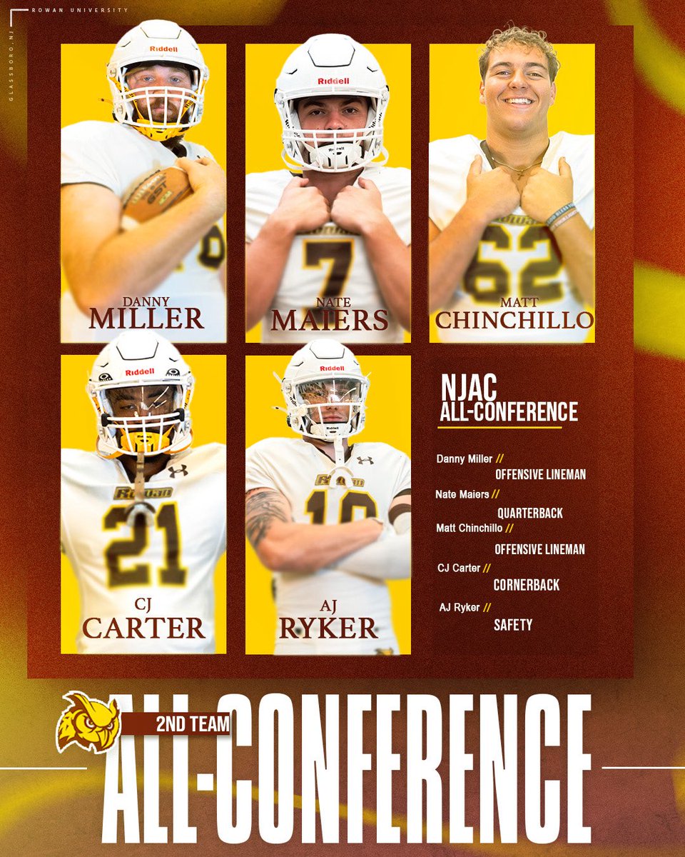 Rowan_Football's tweet image. 1️⃣2️⃣ stellar guys picked up NJAC All Conference Honors 😤🥳

Congratulations to all who were honored! 

#d3fb