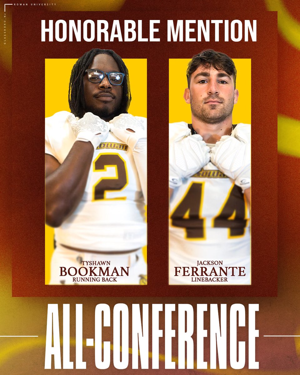 Rowan_Football's tweet image. 1️⃣2️⃣ stellar guys picked up NJAC All Conference Honors 😤🥳

Congratulations to all who were honored! 

#d3fb