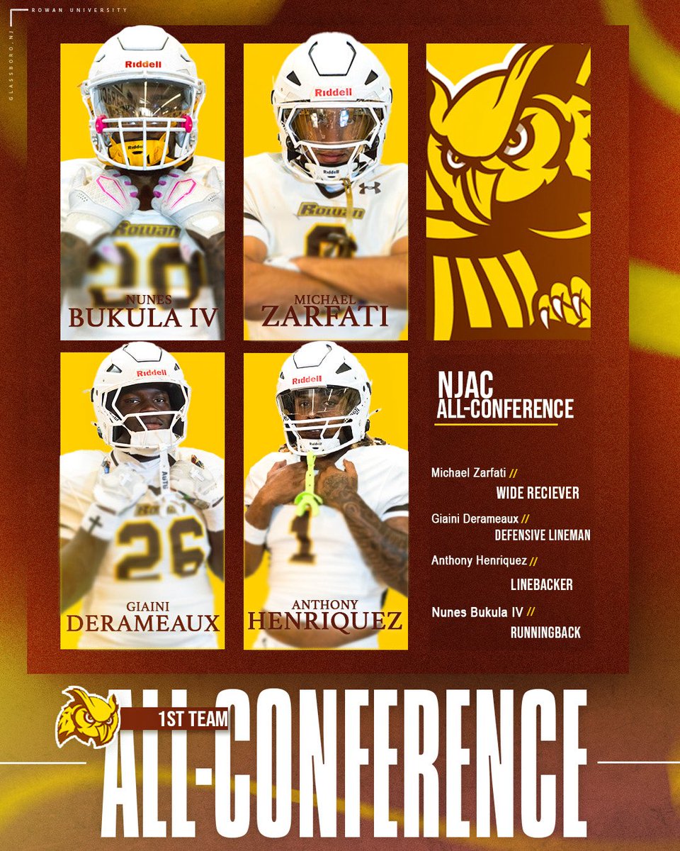 Rowan_Football's tweet image. 1️⃣2️⃣ stellar guys picked up NJAC All Conference Honors 😤🥳

Congratulations to all who were honored! 

#d3fb