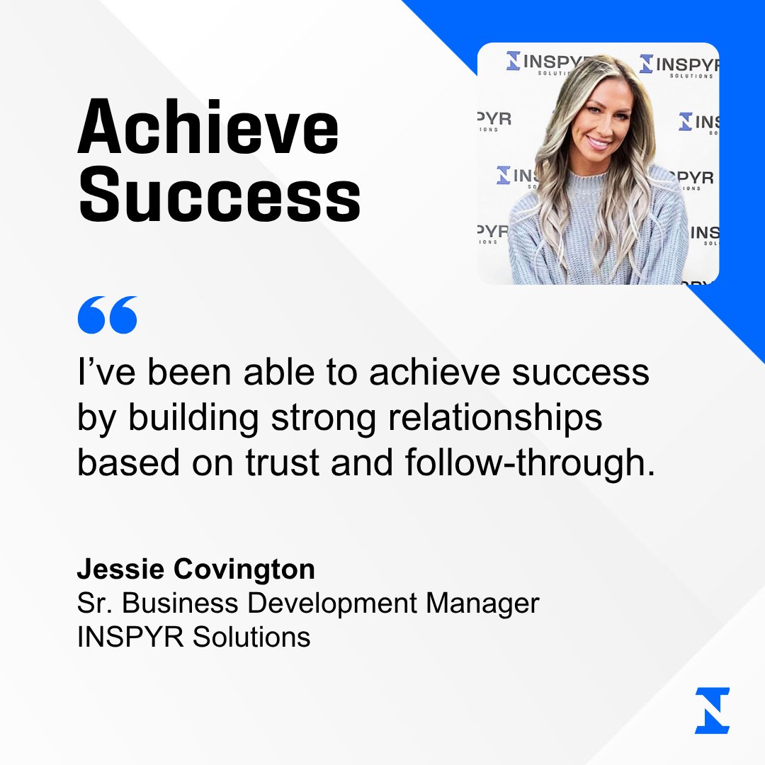 INSPYRSolution's tweet image. Jessie Covington has been successful with her accounts while working here at INSPYR Solutions – here’s how she did it in her own words.

Do you have what it takes to succeed too? Check out our current openings and apply today: inspyrsolutions.com/careers/ #INSPYRcareers #INSPYRculture