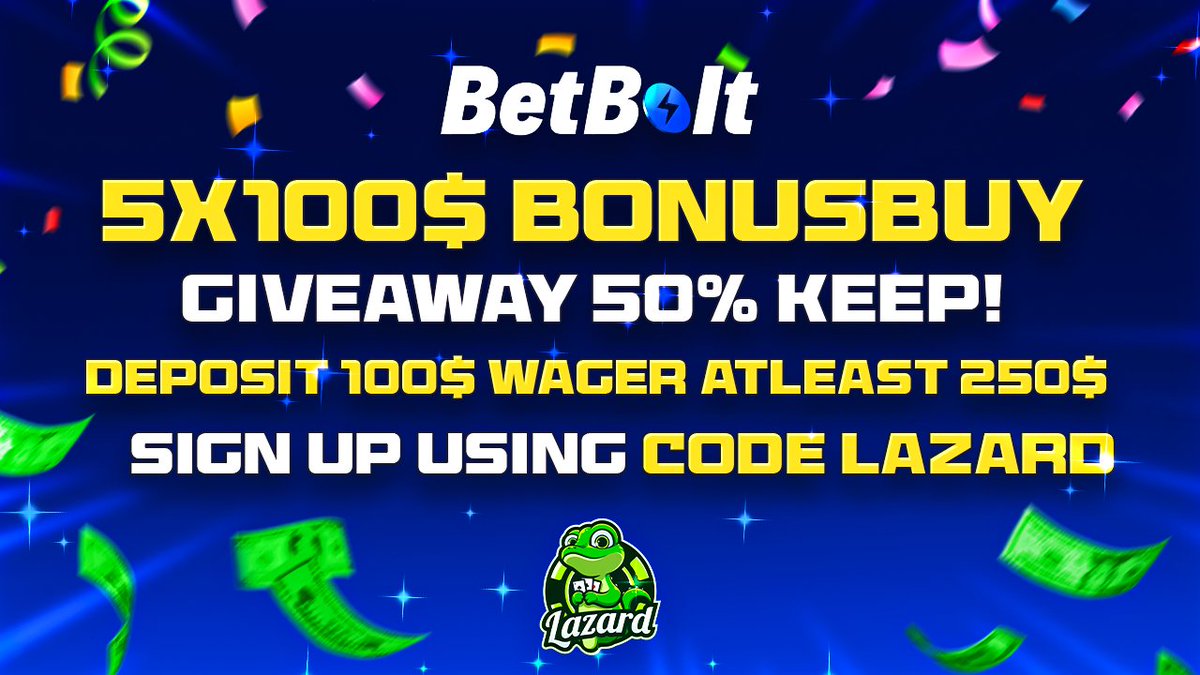 lazard2209's tweet image. 💰500$ BETBOLT GIVEAWAY! 
☑️RT + tag 2 (random rt 25$)
🏆5 winners of 100$ buy split 50-50
💸100$ deposit 250$ wager to enter!
🚨Post username + proof in discord please
🦎betbolt.com/?r=Lazard
🎁Top 15 in LB get price! (2500$)
lazardbonus.com/leaderboard/be…
#Crypto #betbolt #casino