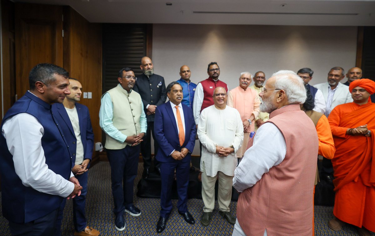 narendramodi's tweet image. Interacted with members of the Indian community based in South Africa who are actively working with different community organisations. They shared their experiences on various issues and were very appreciative of India’s strides across different fields. Urged them to keep up the…