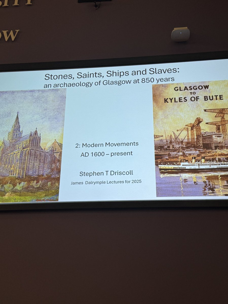 #Dalrymples2025 lecture 2 this evening with Prof Driscoll exploring Glasgow’s history since AD1600 via archaeological evidence. #Glasgow850