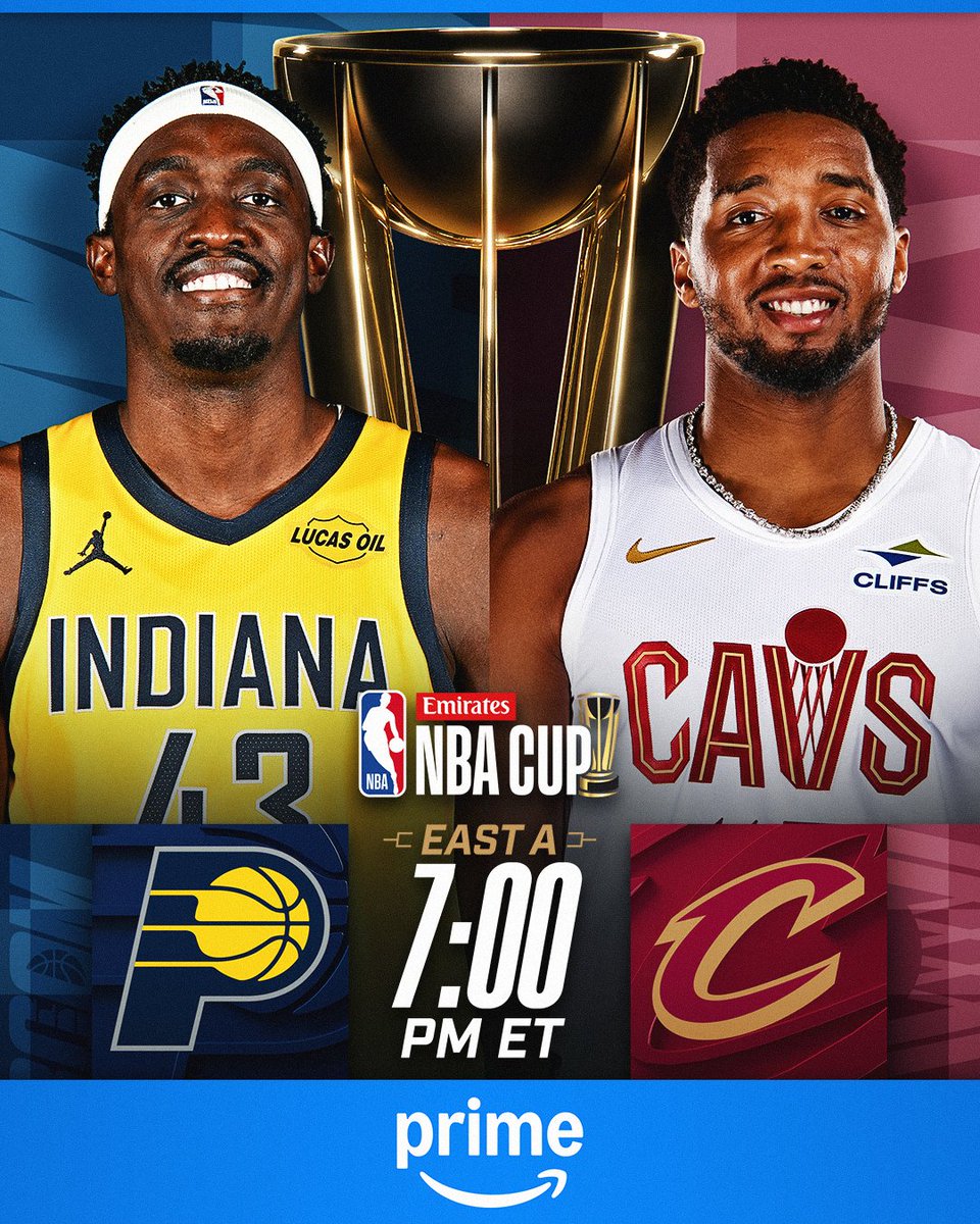 Donovan Mitchell (30.2 PPG, 4.5 RPG, 5.3 APG) and the Cavaliers look to win their 8th game in the last 11 (1-1 in Group Play) as they host Pascal Siakam (24.7 PPG, 6.9 RPG, 4.9 APG) and the Pacers in @emirates NBA Cup East Group A action! 🏆

📺 7:00pm/et | Prime 