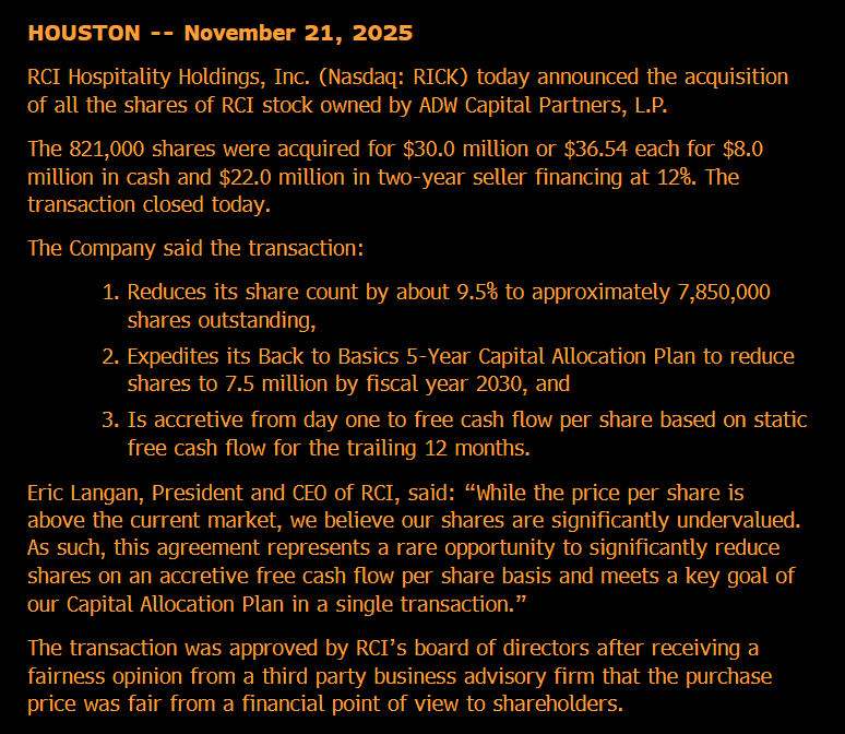 evantindell's tweet image. $RICK acquiring shares from ADW at a 60% premium to pre-announce price 

🤔🤔🤔