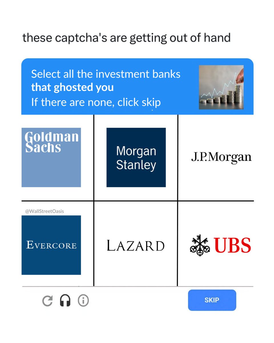 WallStreetOasis's tweet image. 😞 Tired of rejection emails? 🚀 WSO Academy has helped thousands break into high finance... 💪 and we can help you too.

✅ Apply now and secure at least one top job offer 👉 wallstreetoasis.com/academy?affili…

#investmentbanking #wallstreet #memes