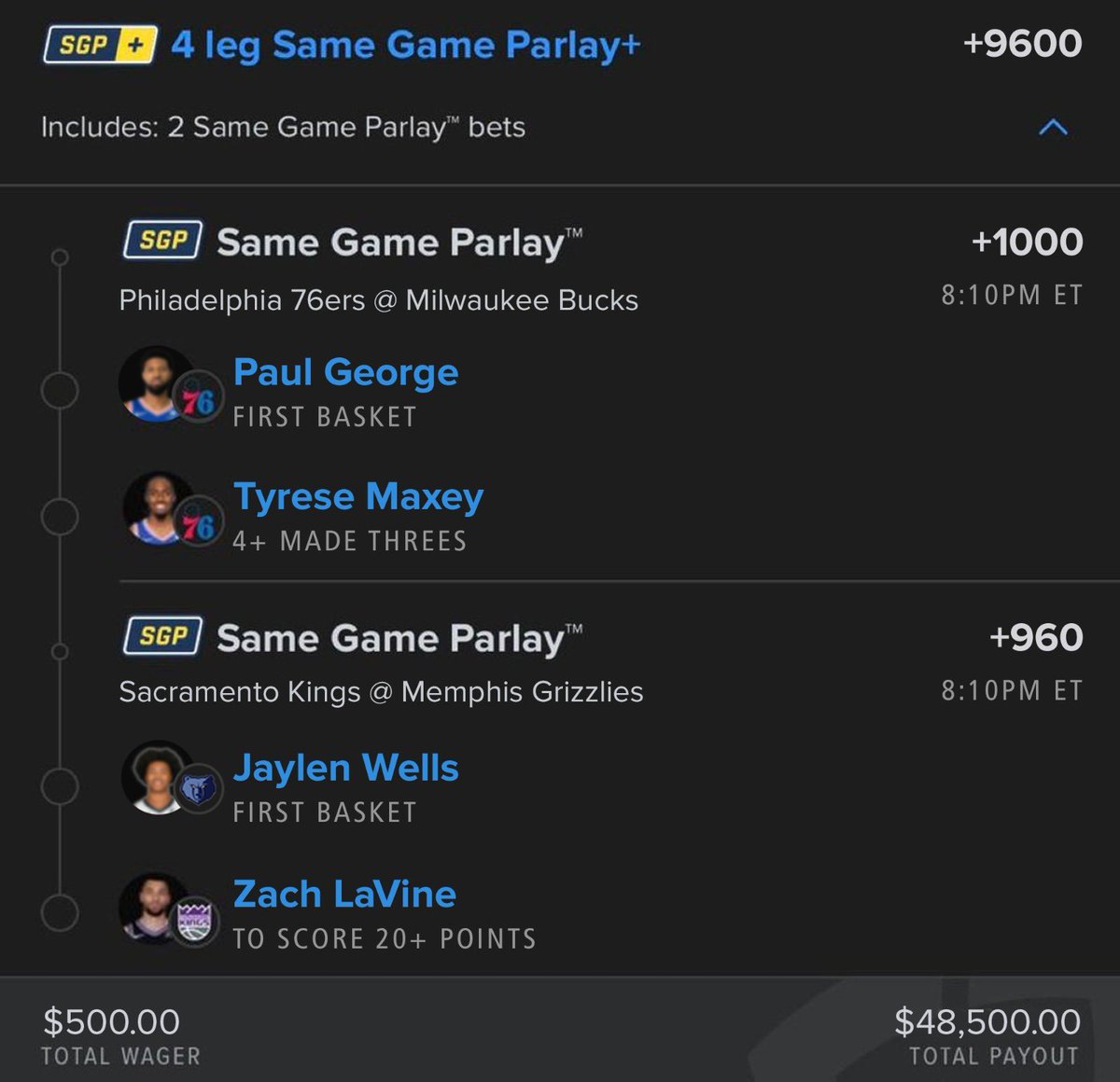 kingtipster50's tweet image. Last night I cooked up this insane 4-leg SGP+… and YES, it cashed exactly how I called it.🔥

I don’t fake wins — I really do this so everyone in my circle will for sure EAT BIG with me 💰✨—first baskets to point drop

STILL GIVING $1000 TO EVERYONE THAT BLOW THIS UP !!