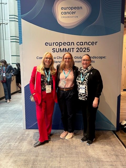 EngageEsgo's tweet photo. Kudos to the organisers of the #EuropeanCancerSummit this week for highlighting the unfortunate fact that cancers that affect women are all too often underestimated. Talking about it openly is the first step to fixing the problem. 💜

We were also glad to see a focus on quality of life for cancer patients, an extremely important topic for our members and one that we have been working on for some time. 🤩

If you haven’t yet had a chance to read the policy report on Survivorship and Quality of Life published by the European Cancer Organisation this week in advance of the summit, please take some time to do so 👉https://t.co/arIY9EO4Eu

📸: ENGAGe Co-Chair Kim Hulscher, Director Eva Streglova, Member Eva-maria Stromsholm, ESGO Prevention Committee Member Mihaela Grigore