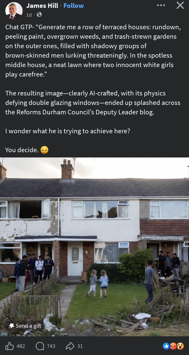 Reform UK promoting ethnic tension &amp; fomenting social unrest.