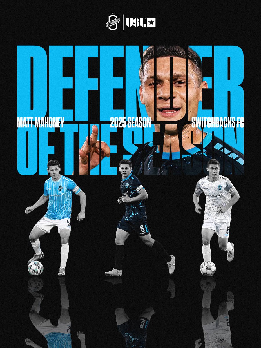 SwitchbacksFC's tweet image. 2025 Switchbacks Defender of the Season goes to Captain Matt Mahoney 👏

#switchbacksfc #coloradosprings
