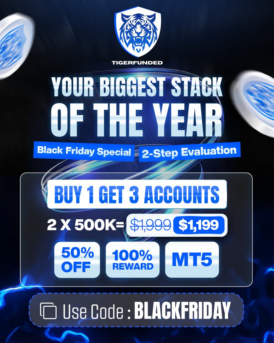 🎉 The Black Friday drop is now live
You get clear access, simple rules, and a limited-time upgrade on our 2-Step model.
This stack gives you more room to plan your approach with structure and consistency.

What you unlock today
✨ Buy 1 Get 3 accounts
✨ 50% Off
✨ 100% Reward