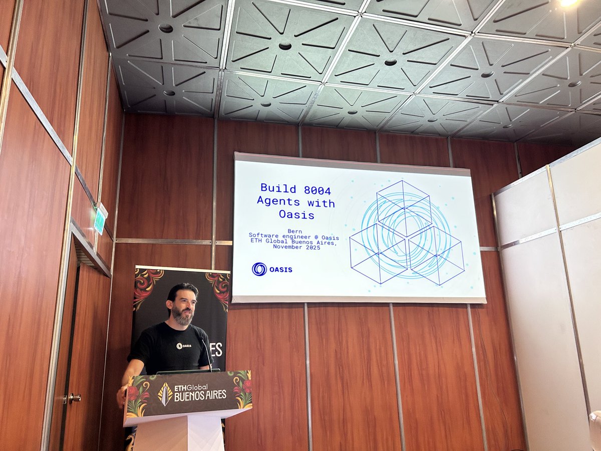 OasisProtocol's tweet image. Thank you to everyone who joined the workshop.

We covered:
→ ERC-8004 agent identities &amp;amp; validation
→ Running agent logic inside ROFL enclaves
→ Calling Sapphire for trusted actions
→ Full end-to-end flow with examples
